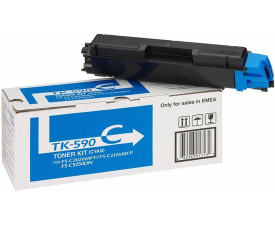  Тонер-картридж TK-590C 5 000 стр. Cyan для FS-C2026MFP/C2126MFP/C2526MFP/C2626MFP/C5250DN, P6026CDN/P6526CDN 