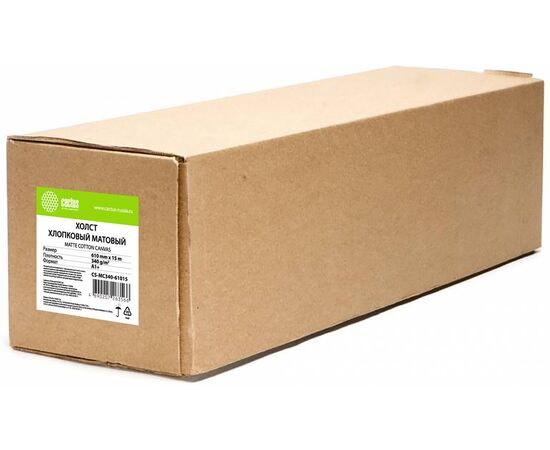  Холст Cactus CS-MC340-61015 610мм-15м/340г/м2/белый хлопок для струйной печати втулка 50.8мм 2" 