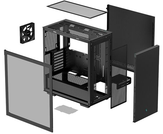  Корпус Deepcool CH510 без БП, боковое окно (закаленное стекло), 1x120мм вентилятор сзади, черный, ATX 