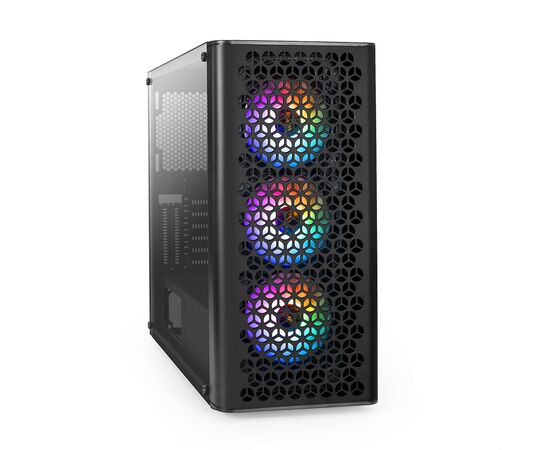  Корпус ExeGate EVO-9202 EX294965RUS Miditower (ATX, без БП, с окном, 1*USB+1*USB3.0, аудио, 3 вент. 12см с RGB подсветкой) 